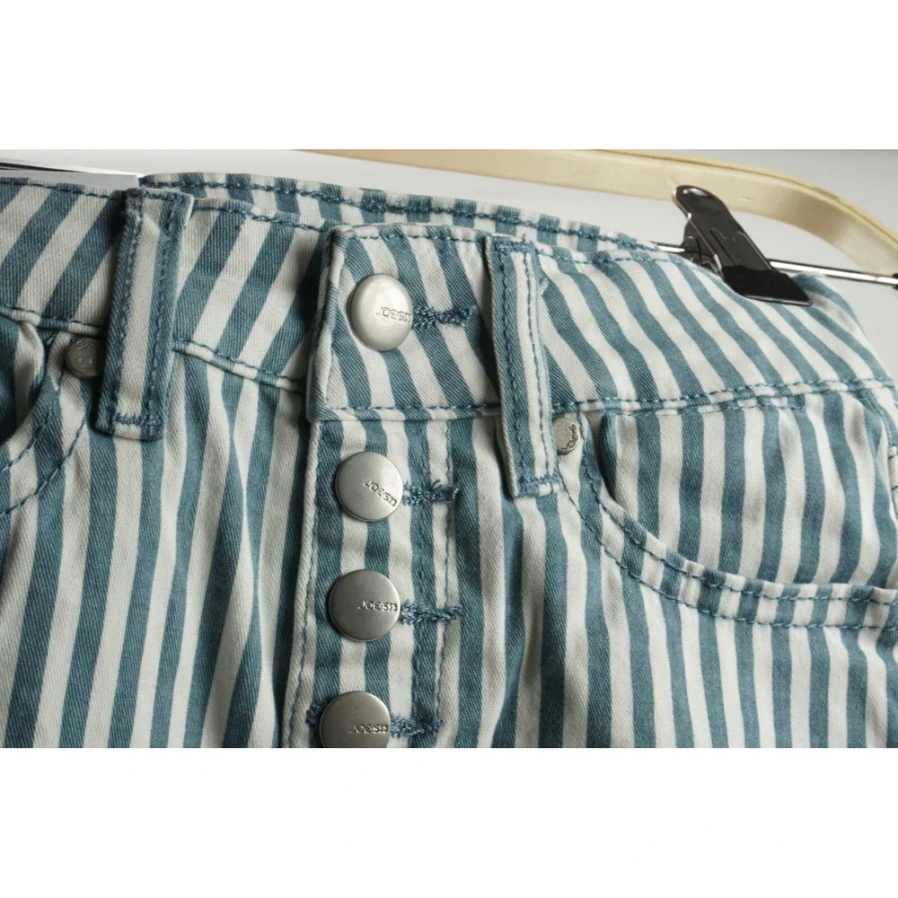 New Joes‎ Jeans The Claire High Rise Short Girls Sz 10 Skyline White Teal Stripe